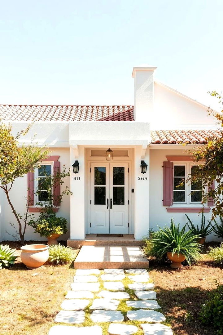 Whitewashed Walls with Pastel Accents - 22 Cottagecore House Exterior Ideas