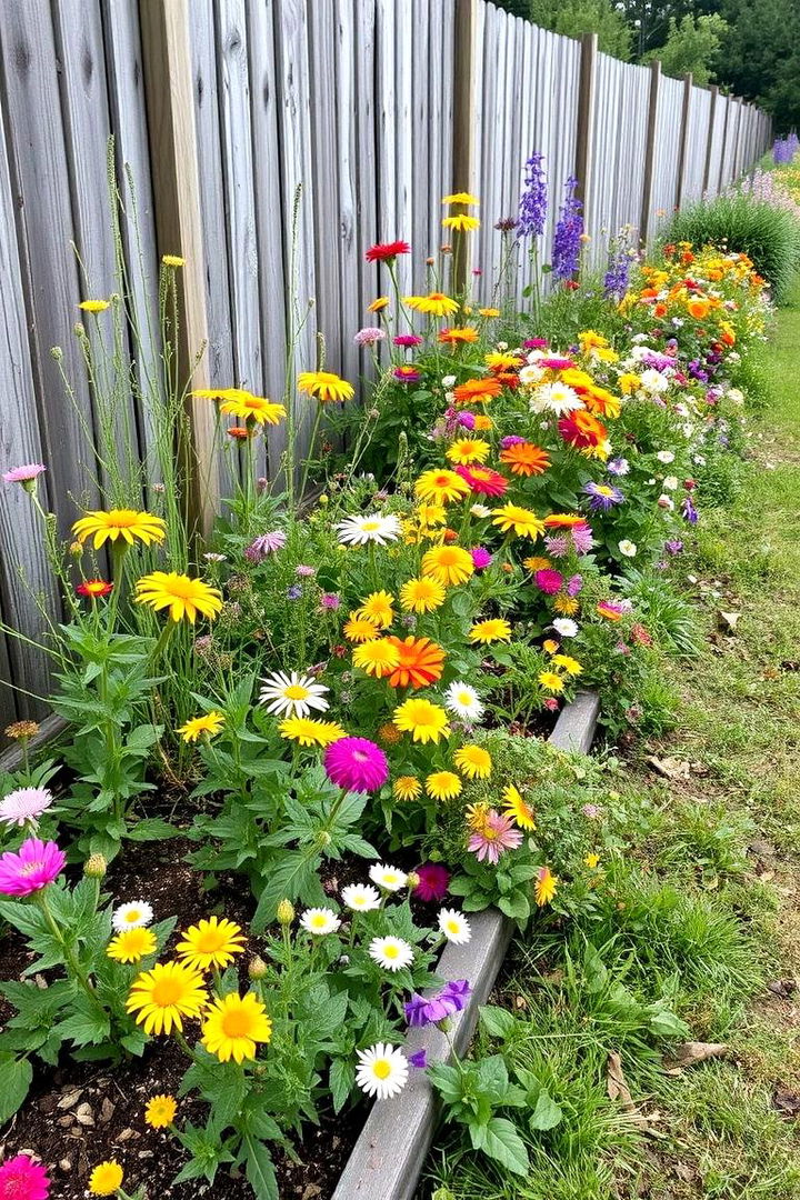 Wildflower Border Raised Garden Bed - 22 Raised Garden Bed Along Fence Ideas