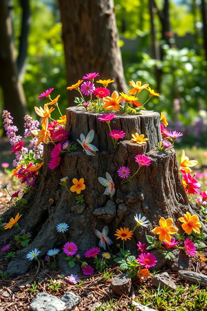 Wildflower Enchantment - 22 Tree Stump Fairy Garden Ideas