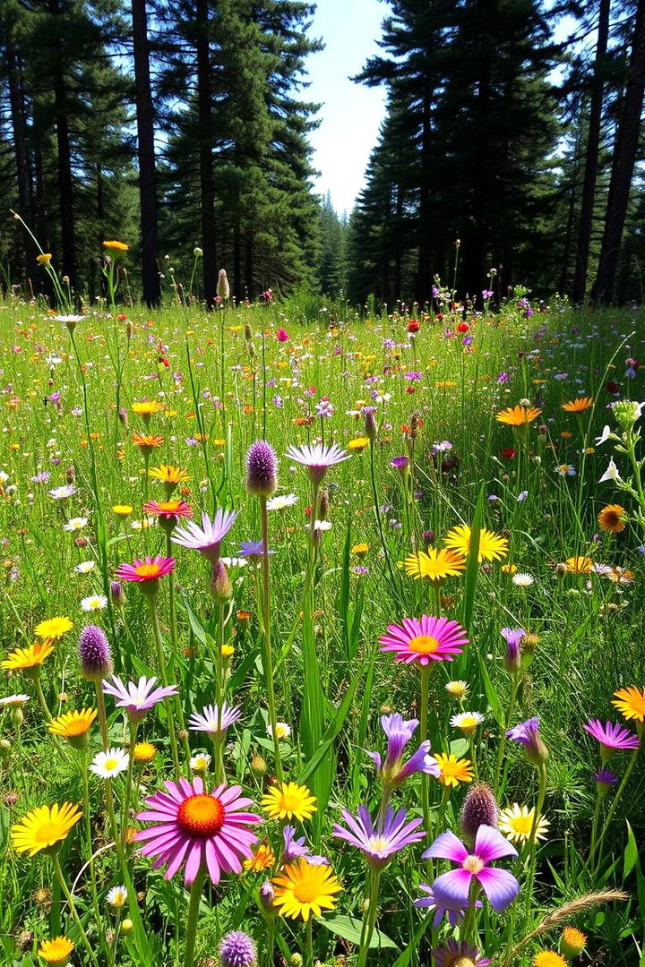 Wildflower and Pine Meadow - 22 Pine Tree Landscape Ideas