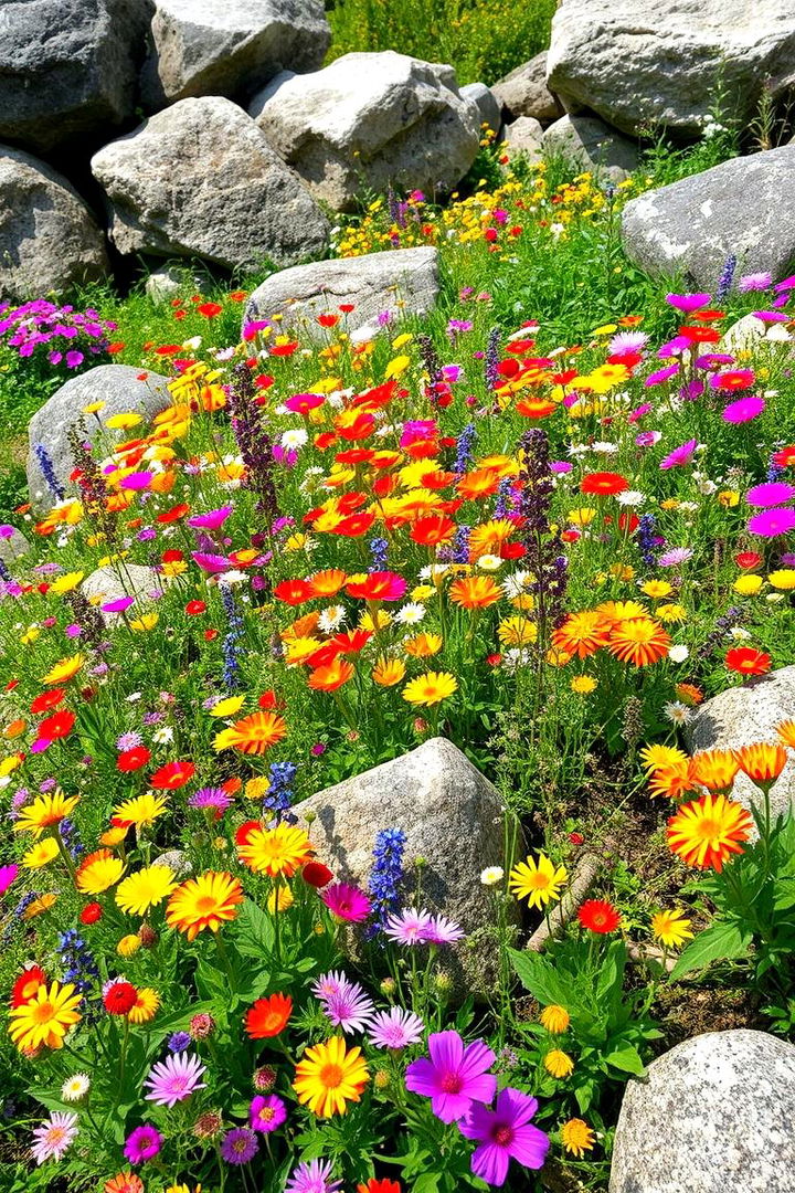 Wildflower and Stone Garden - 22 Rock Garden Ideas