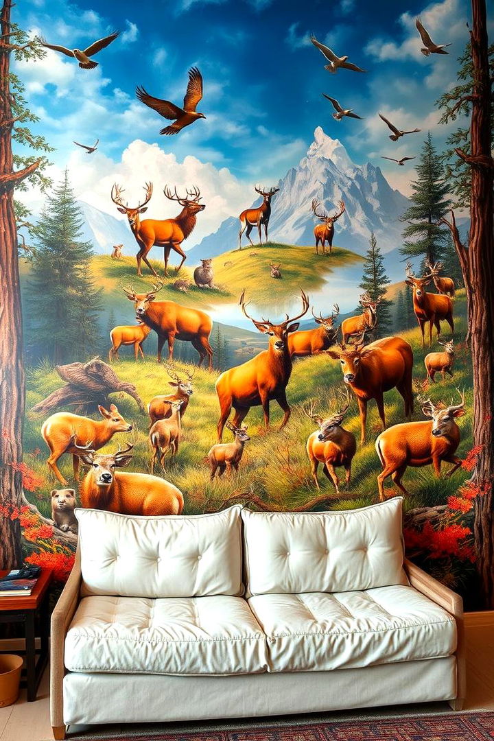 Wildlife Wall Murals - 22 Hunting Man Cave Ideas