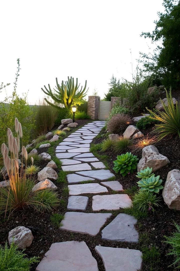 Winding Pathways and Garden Trails - 22 Down Sloped Backyard Ideas