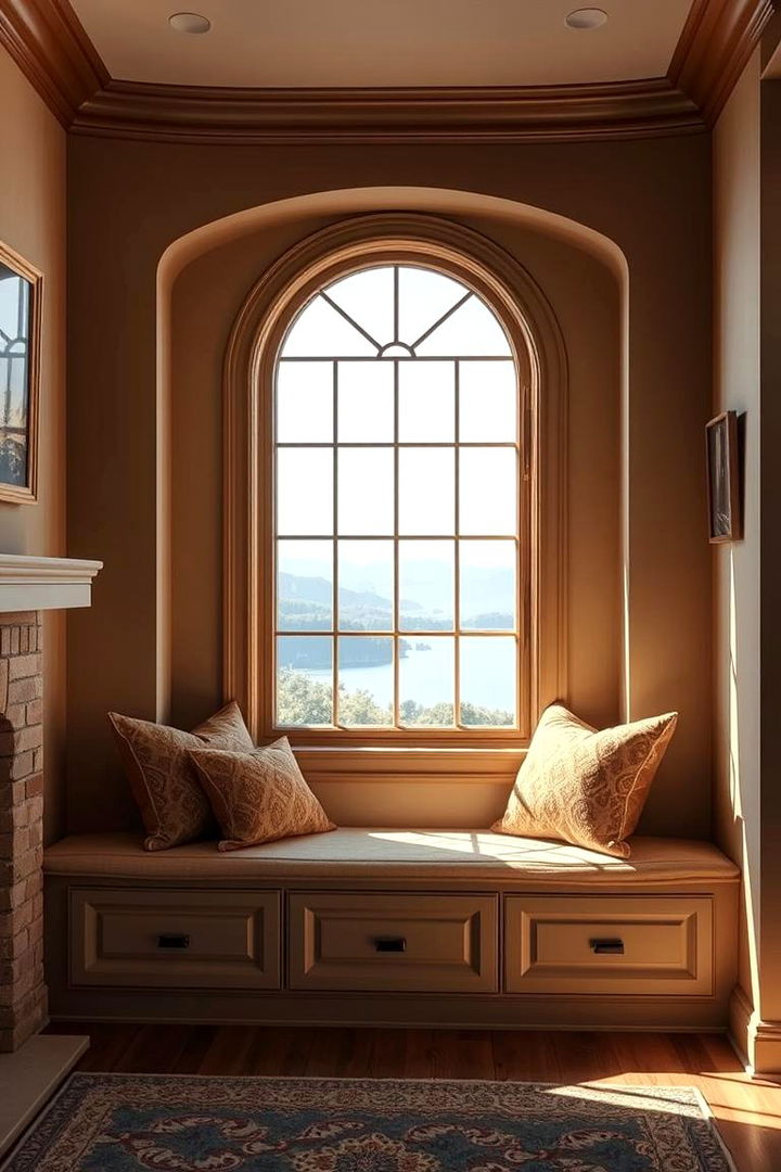 Window Seat Inspired Fireplace Bench - 22 Fireplace Bench Ideas