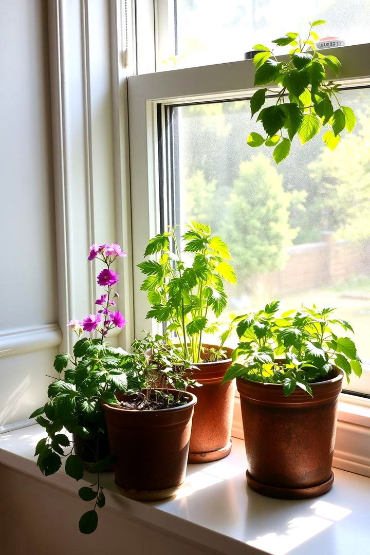 Window Sill Herb Gardens - 22 Ways Decorating With Plants