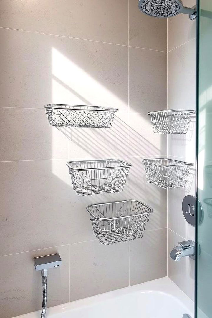 Wire Mesh Baskets for Versatility - 22 Shower Storage Ideas