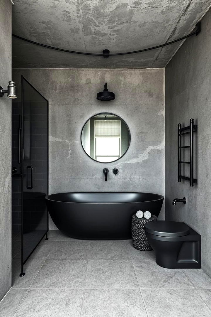 With Industrial Chic Details - 22 Black Bathroom Ideas