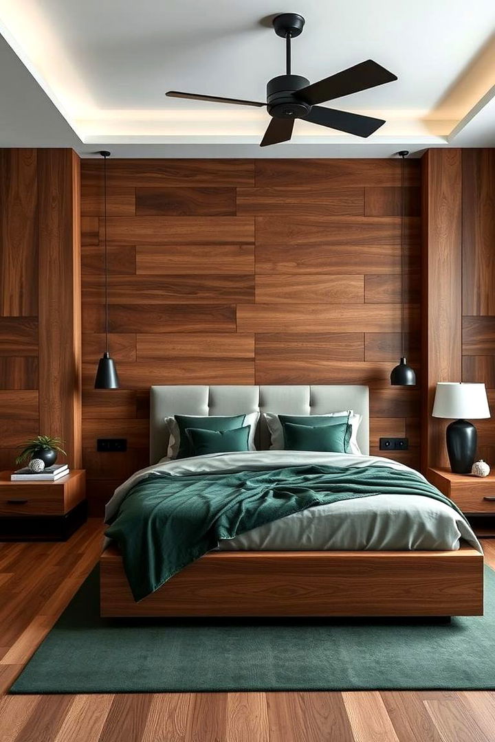 Wood and Dark Green Harmony - 22 Dark Green Bedroom Ideas