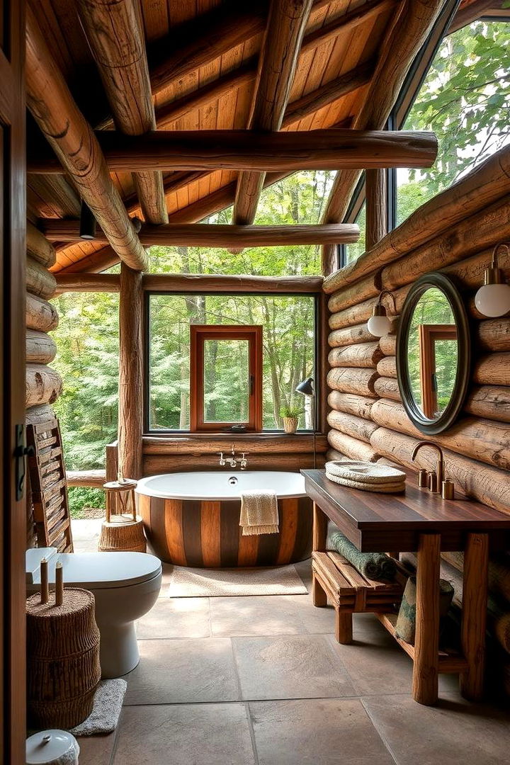 Wood and Log Decor - Rustic Outdoor Bathroom Ideas for Garden Retreats