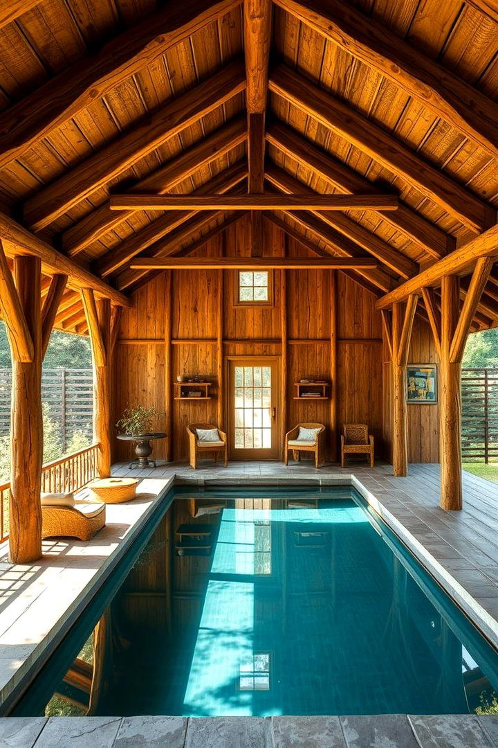 Wooden Accents and Exposed Beams - 22 Rustic Pool House Ideas