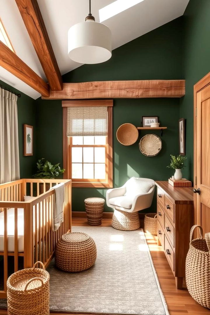 Wooden Accents and Finishes - 22 Dark Green Nursery Ideas