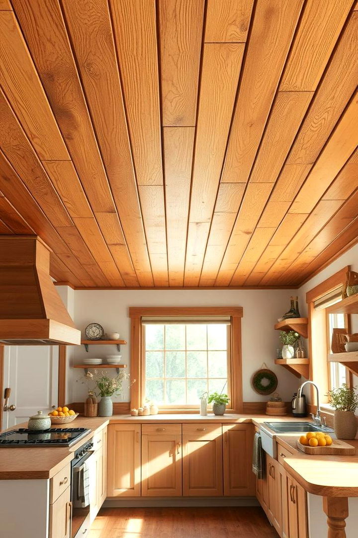 Wooden Plank Warmth - 22 Kitchen Ceiling Ideas