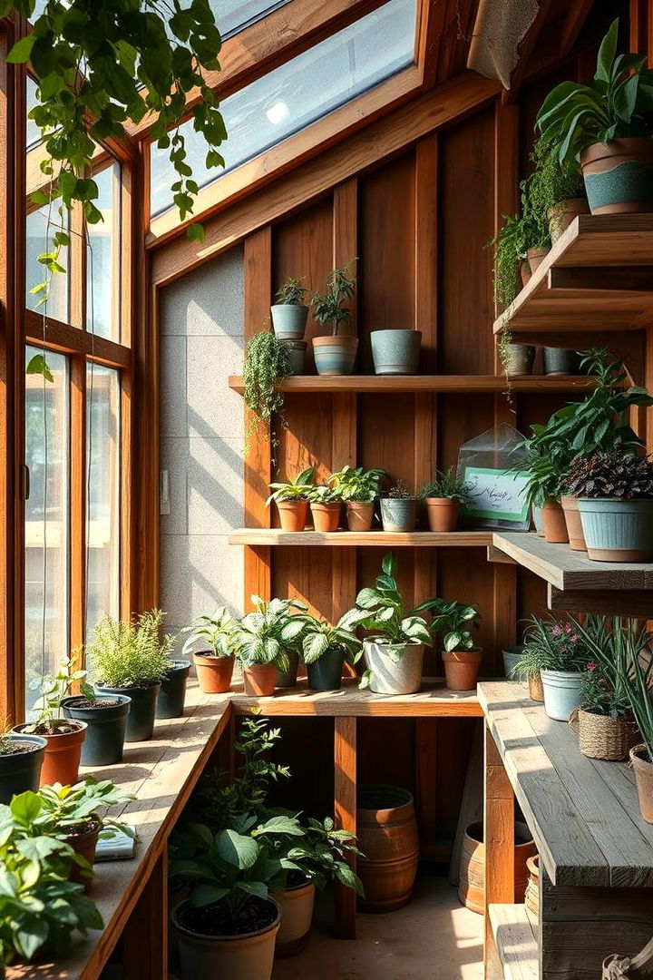 Wooden Shelf Systems for Rustic Charm - 22 Greenhouse Shelving Ideas