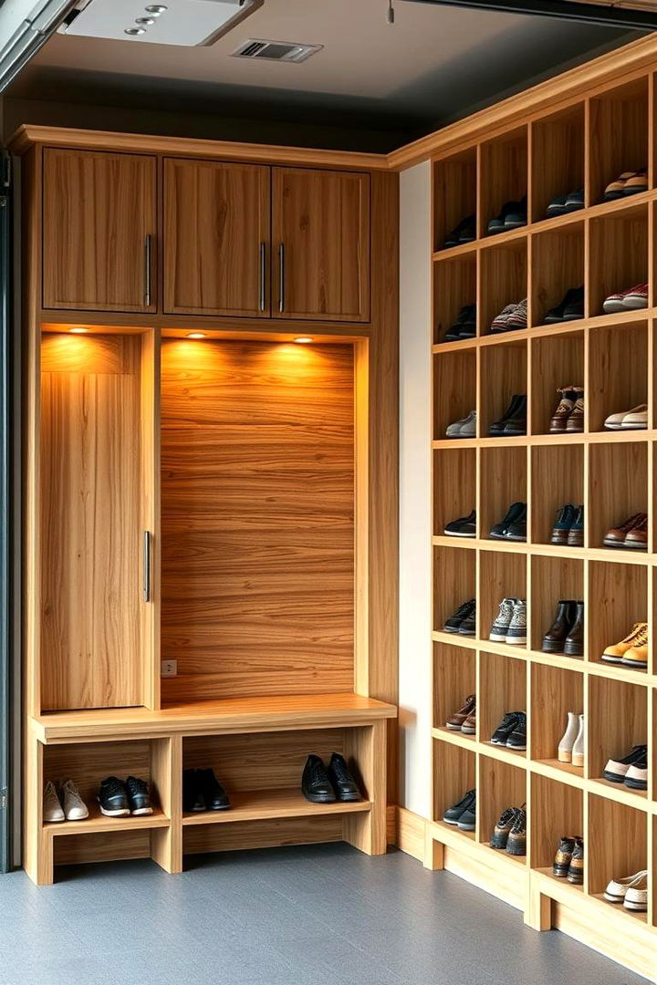 Wooden Shoe Cubbies - 22 Garage Shoe Storage Ideas