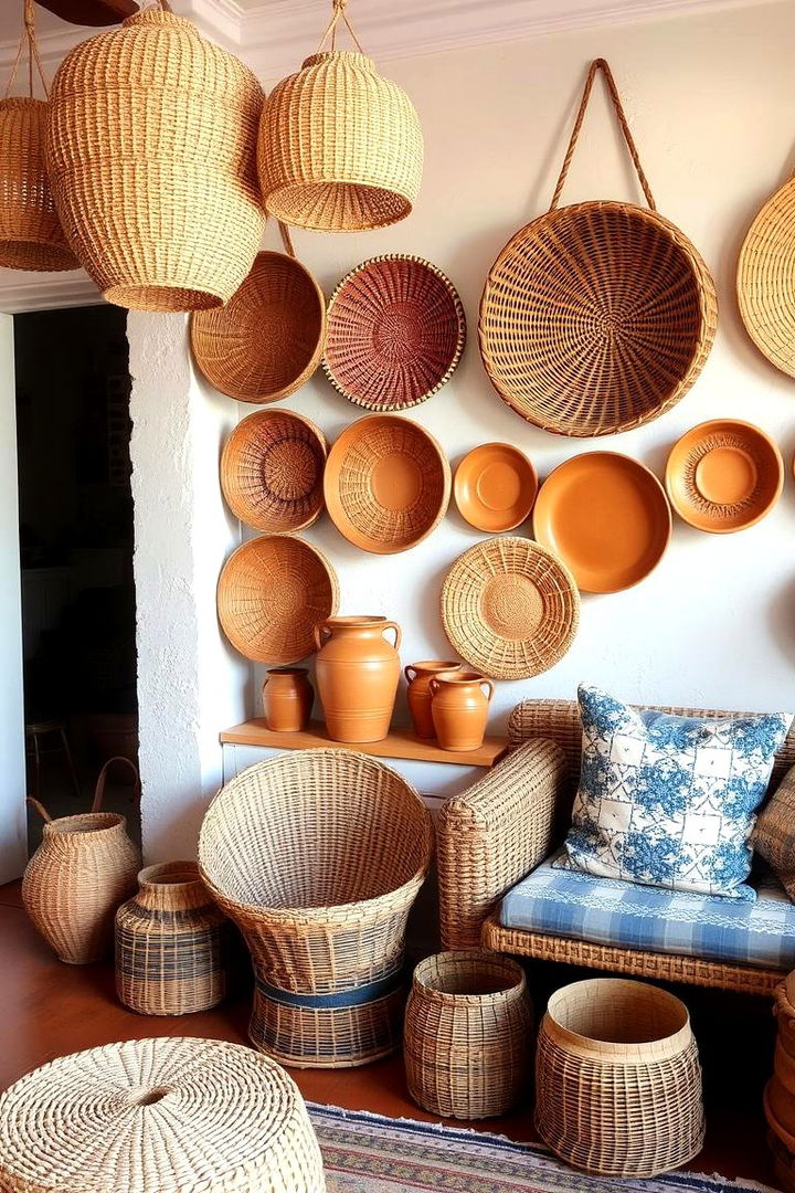 Woven Baskets and Pottery Displays - 22 Western Living Room Ideas