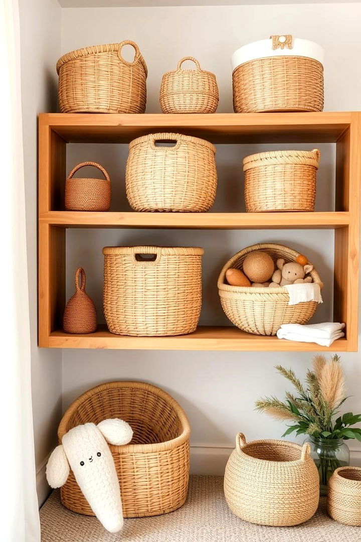 Woven Baskets for Organization - 22 Rustic Nursery Ideas