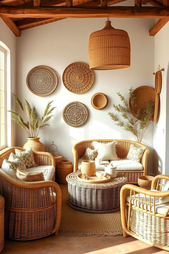 Woven Materials and Rattan Pieces - 22 Coastal Living Room Ideas