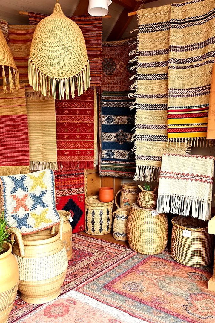Woven Textile Accents - 22 Boho Farmhouse Decor Ideas