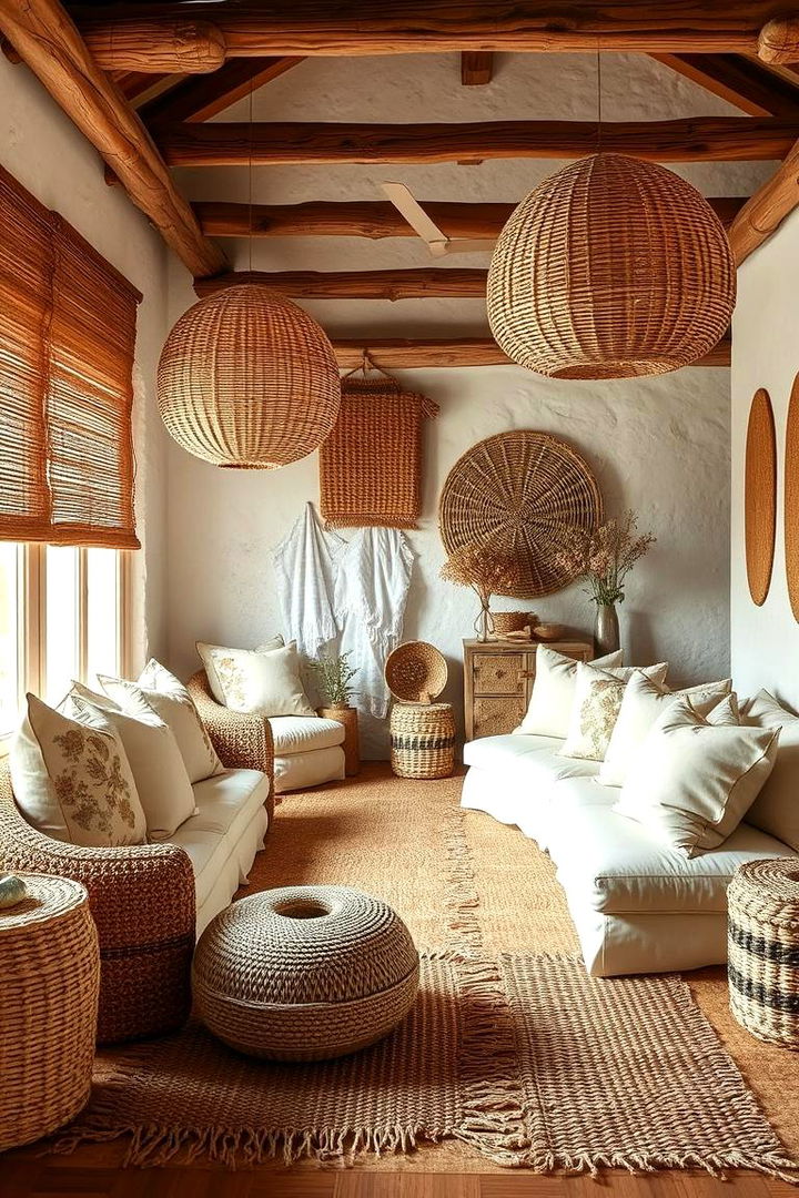 Woven Textiles and Natural Materials - 22 Beach House Living Room Ideas