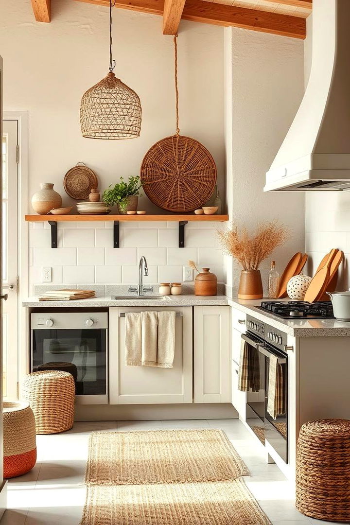 Woven Textiles and Rattan Accents - 22 coastal kitchen ideas