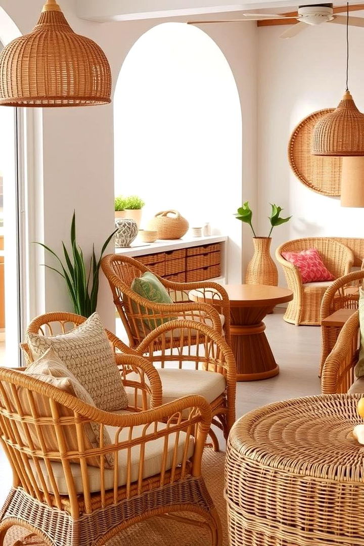 Woven and Rattan Furniture - 22 Beach House Decor Ideas
