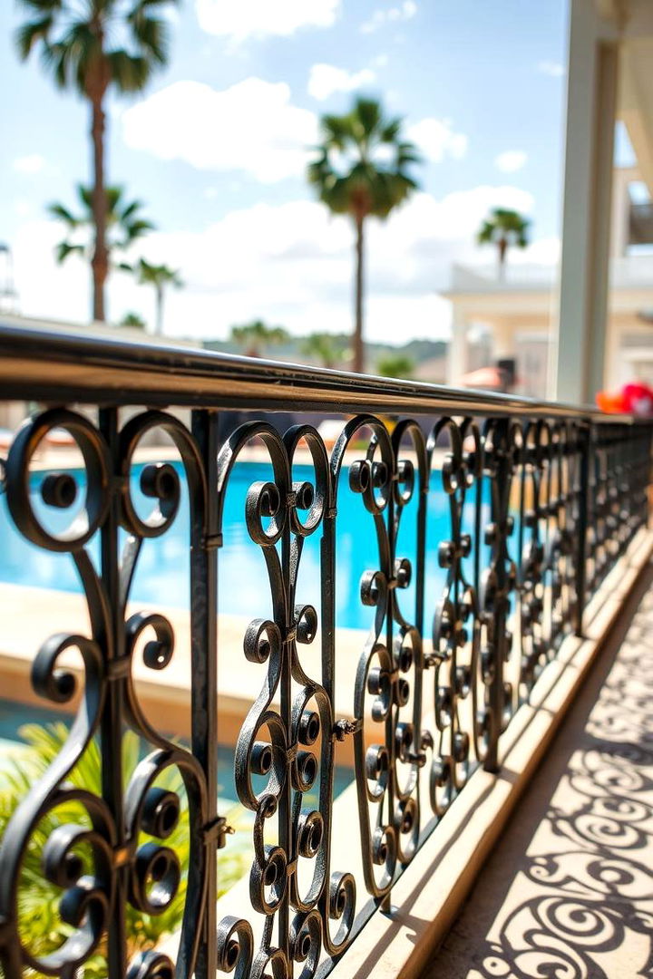 Wrought Iron Accents - 22 Pool Deck Railing Ideas