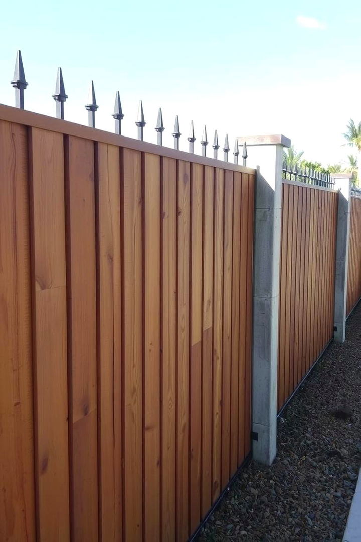 Wrought Iron Accents - 22 Board on Board Fence Ideas