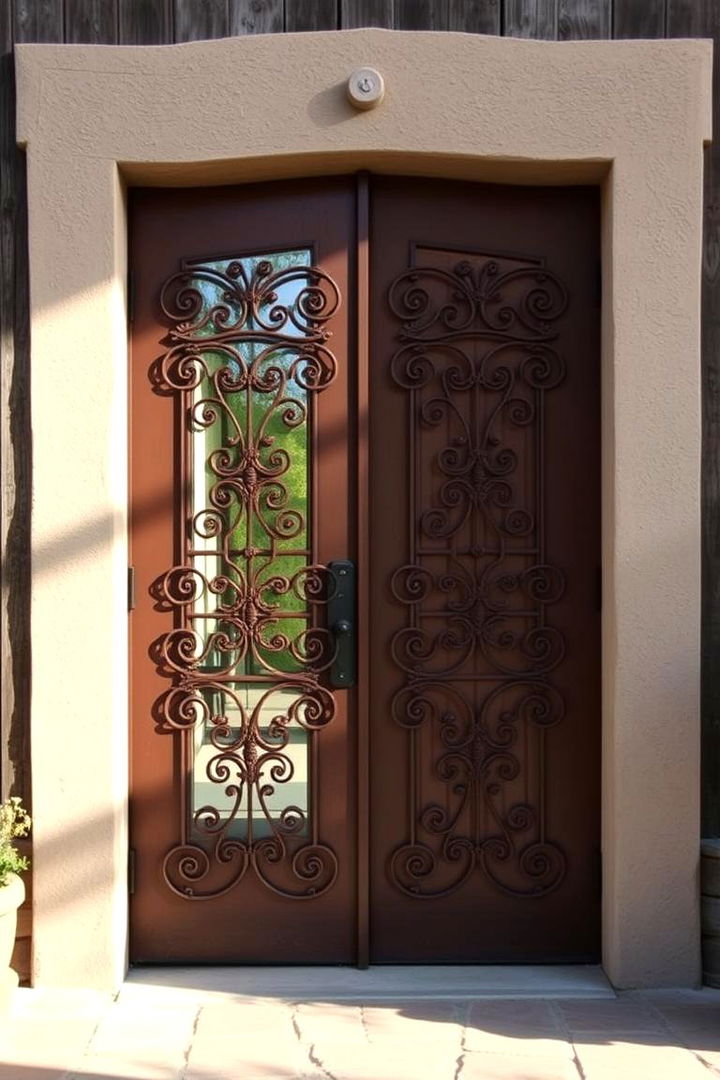Wrought Iron Detailing - 22 Farmhouse Front Door Ideas