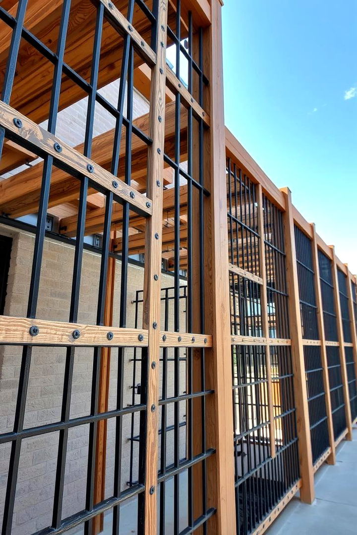 Wrought Iron and Wood Fusion Lattice - 22 Lattice Fence Ideas