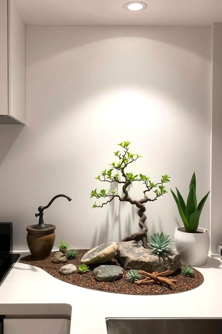 Zen Garden Accents for Tranquility - 22 Japandi Kitchen Ideas