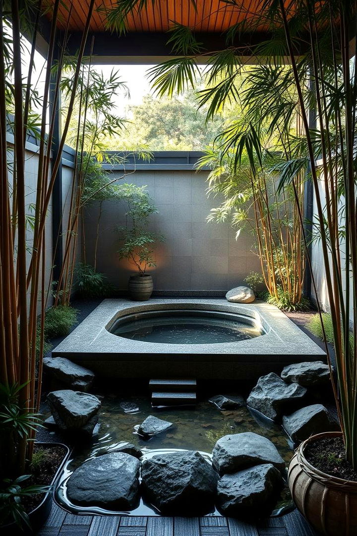 Zen Garden Integrated Outdoor Tub - 22 Outdoor Bathtub Ideas