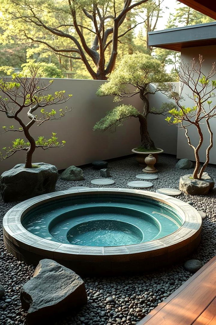 Zen Garden Integration for Tranquility - 22 Sunken Hot Tub Ideas