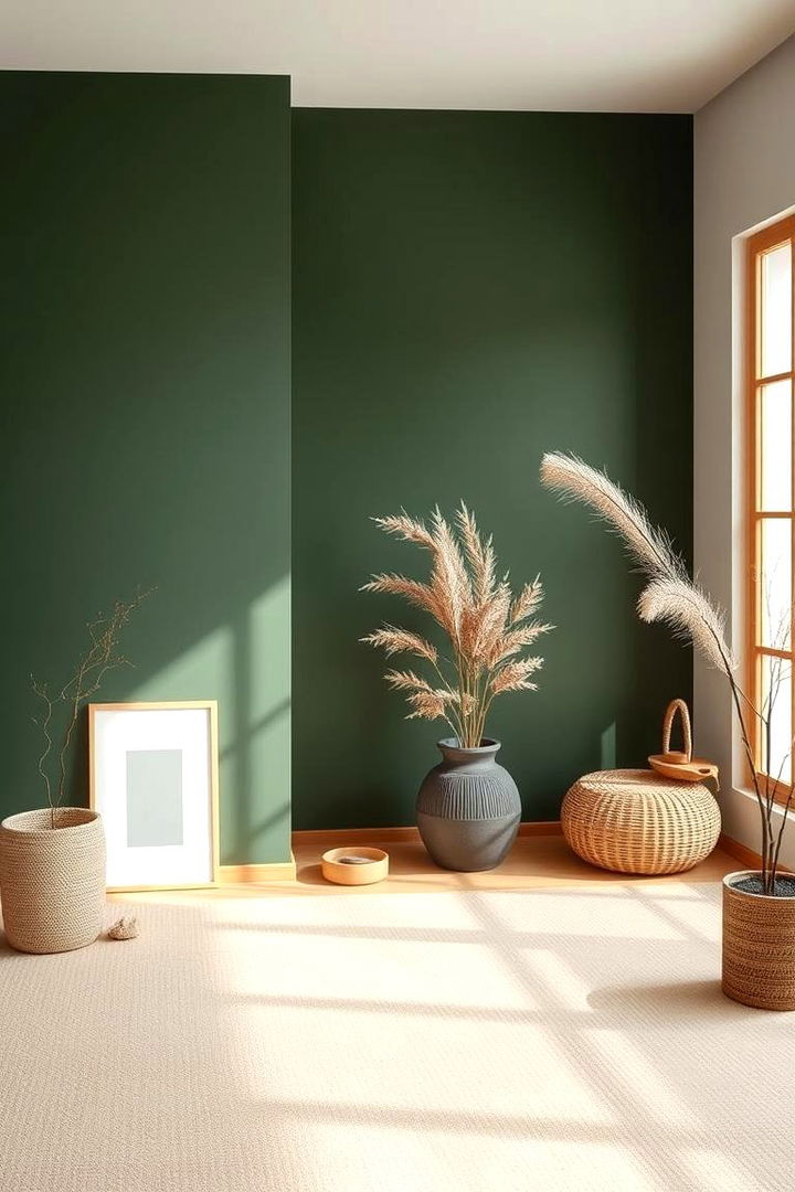 Zen Inspired Calming Space - 22 Dark Green Accent Wall Ideas