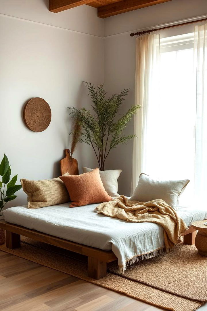 Zen Inspired Daybed with Natural Accents - 22 Daybed Ideas for Small Spaces