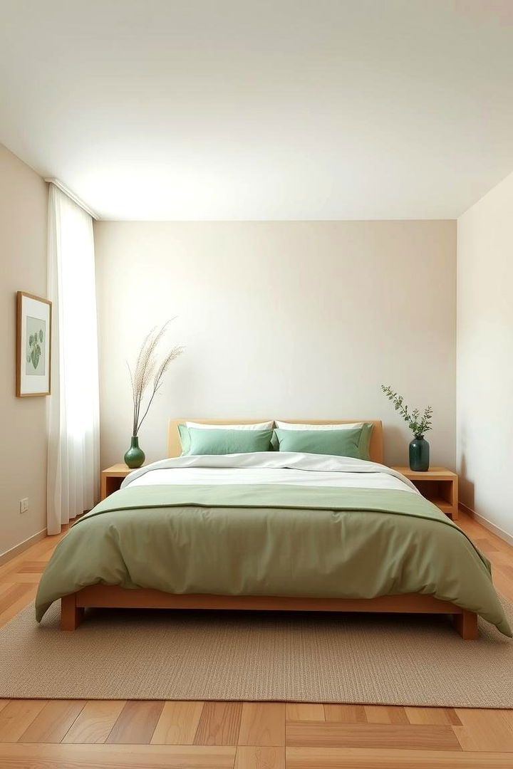 Zen Inspired Minimalism - 22 Green and Beige Bedroom Ideas