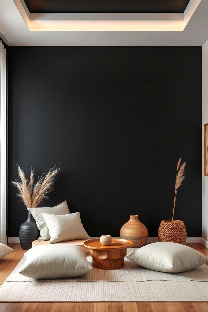 Zen Simplicity Showcased - 22 Black Accent Wall Bedroom Ideas