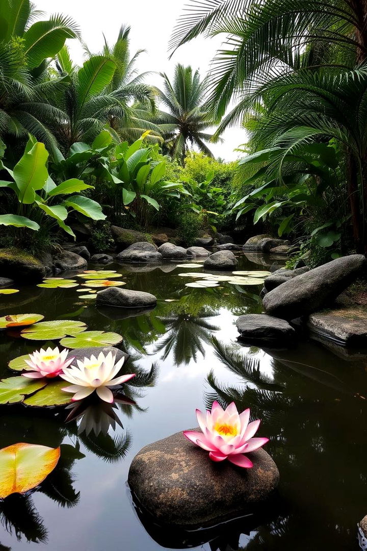 Zen Water Garden Touches - 22 Tropical Pool Landscaping Ideas