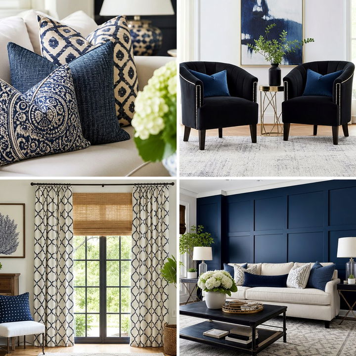 22 Black & Blue Living Room Ideas for Dynamic Contrast