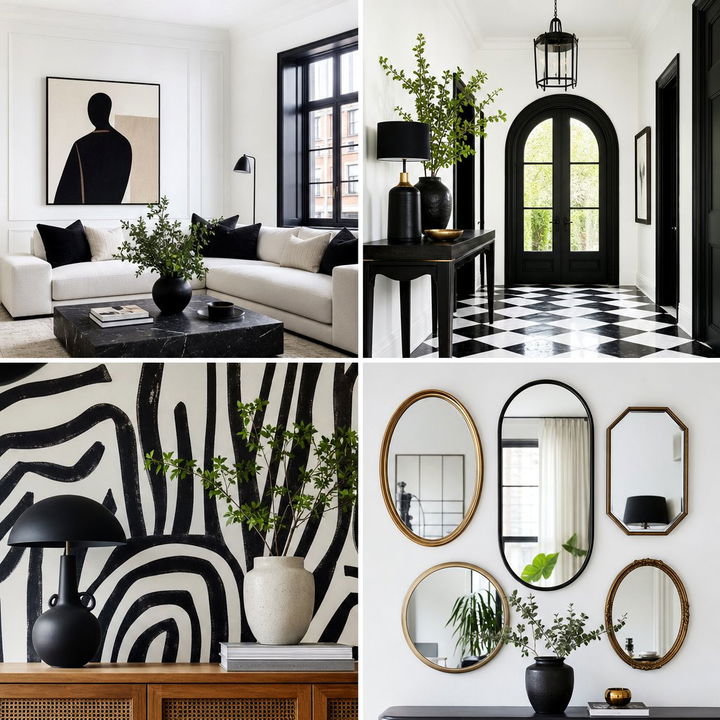 22 Chic Black and White Powder Room Design Ideas