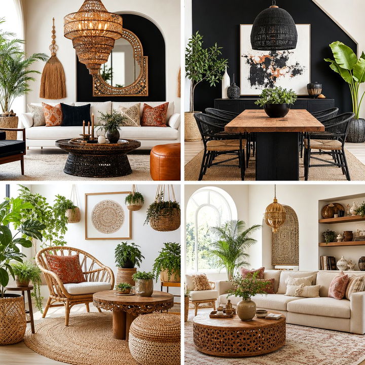 22 Eclectic Black and White Boho Living Room Designs