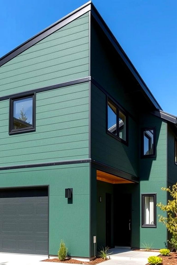 Architectural Excellence - Forest Green Homes With Black Trim Exterior Ideas