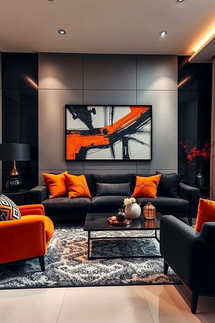 Bold Accent Features - Black & Orange Living Room Ideas for Bold Interior Styles