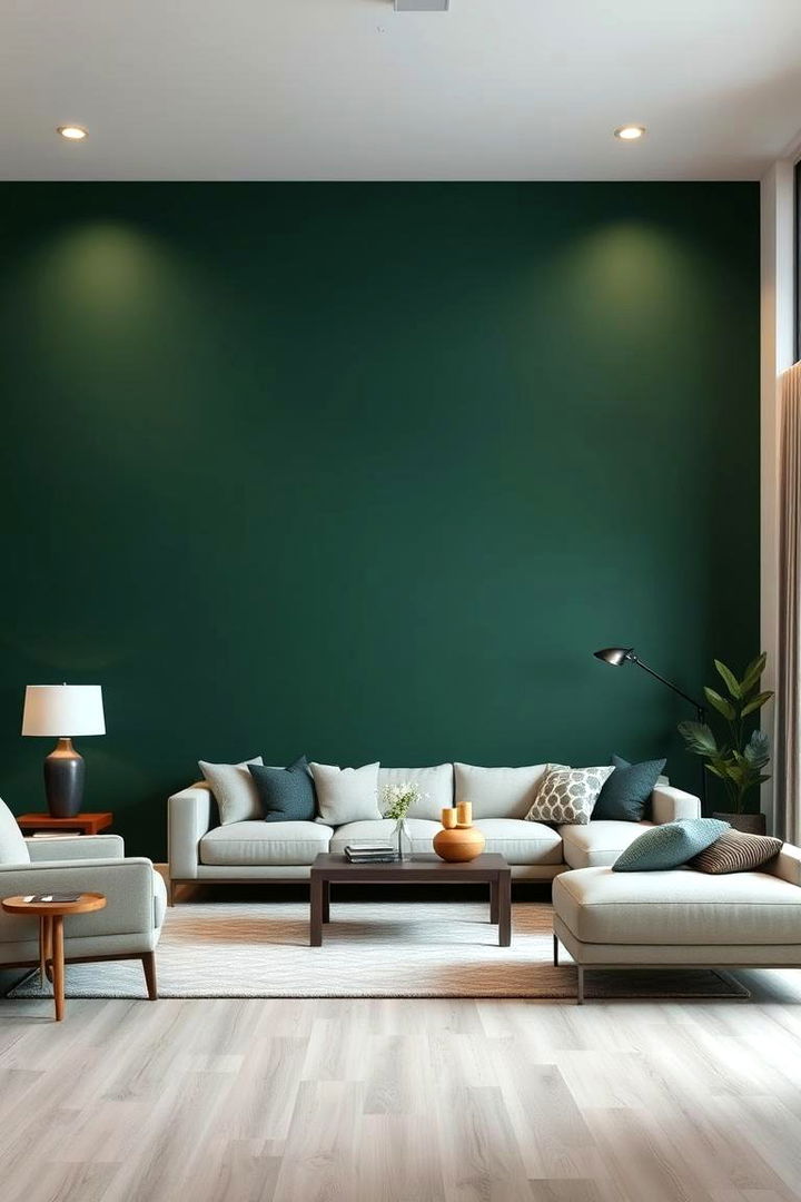 Bold Accent Wall - Forest Green Living Room Ideas for a Cozy Space
