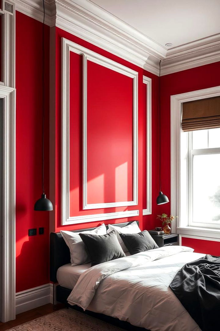 Bold Accent Walls - Modern Red, Black, and White Bedroom Designs