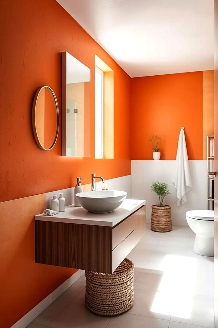Bold Accent Walls - Orange Bathroom Ideas for Bold Color Schemes