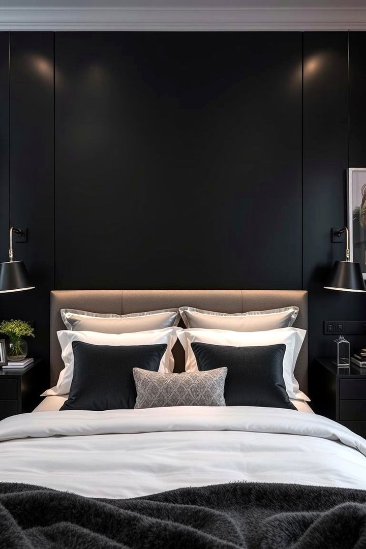 Bold Black Backdrop - Black & Silver Bedroom Ideas for Modern Sophistication