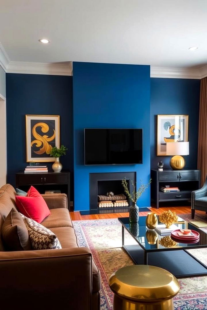 Bold Blue Accents - Blue and Gold Living Room Decor Inspiration