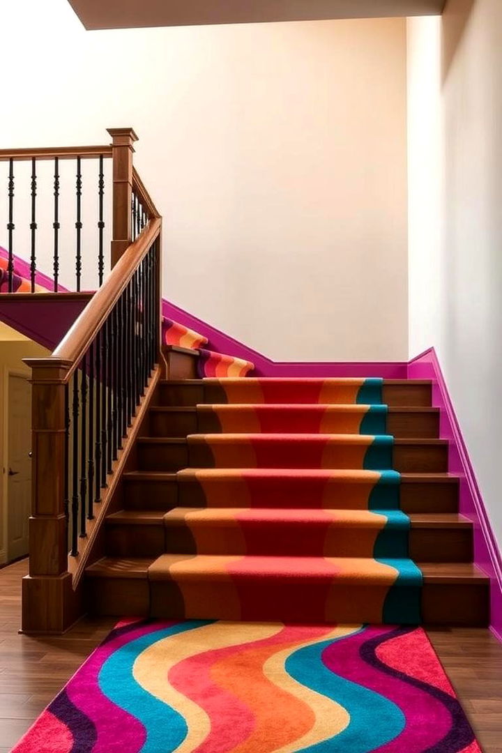 Bold Color Accents - Stair Runner Ideas: Stylish Designs for Safe Home Stairs
