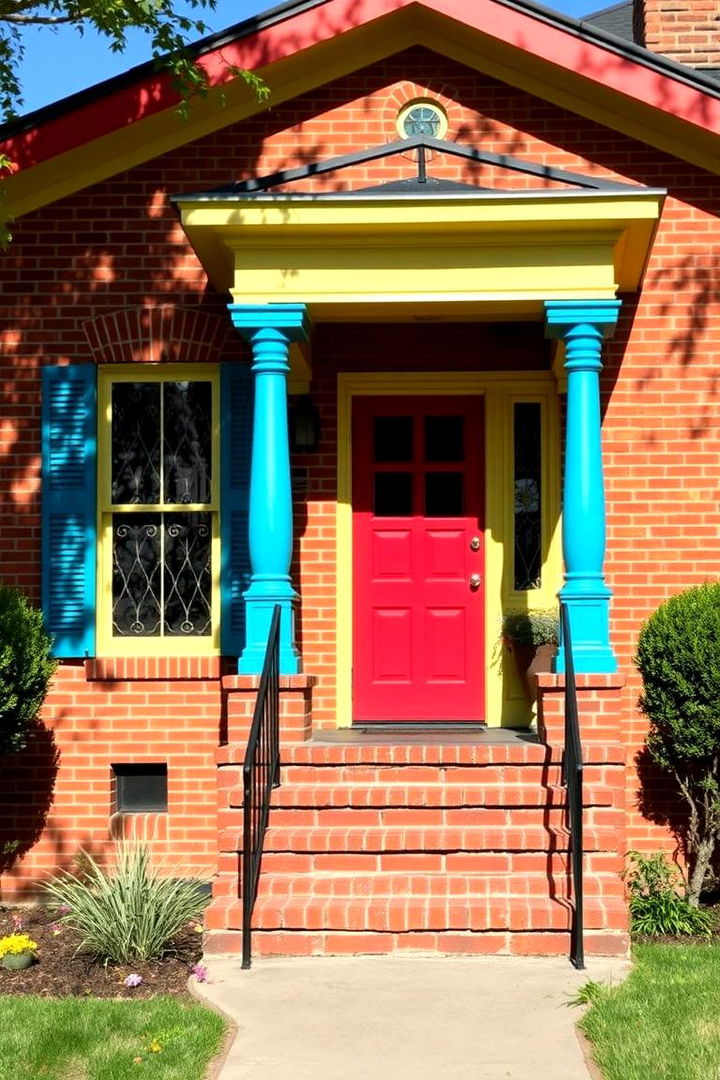 Bold Color Choices - Painted Brick House Exterior Ideas for Curb Appeal
