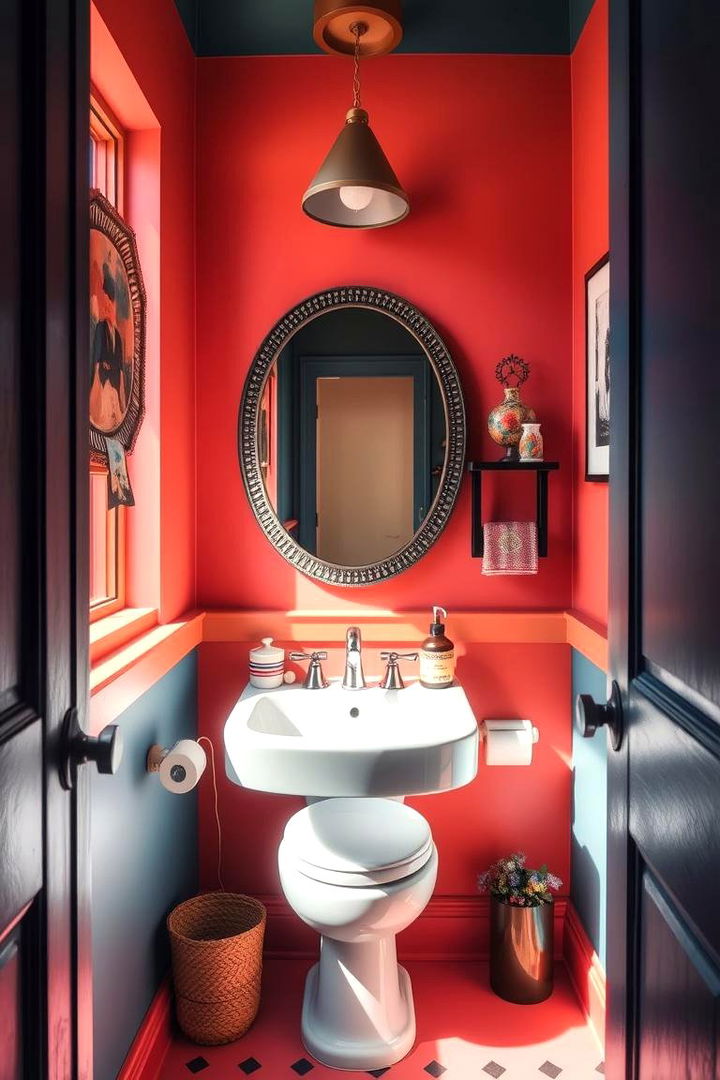 Bold Color Contrasts in Powder Rooms - Eclectic Powder Room Decor Ideas & Design Tips